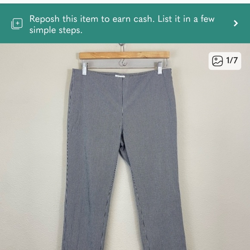 J. Jill Bistretch Check Plaid Black & White Cuff Pull On Pants Size 10